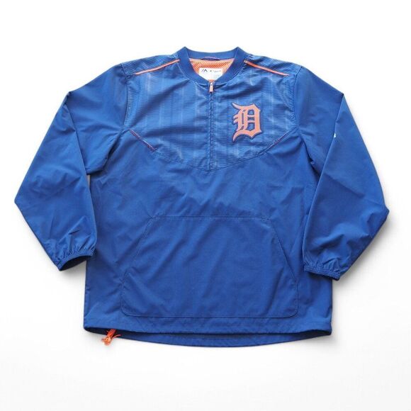 Majestic Detroit Tigers MLB Baseball Cool Base Half Zip Pullover Jacket Men's M - Picture 1 of 12